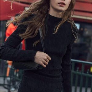Black long sleeve ribbed dress from Zara